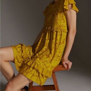 Vibrant Mustard Ruffle Dress